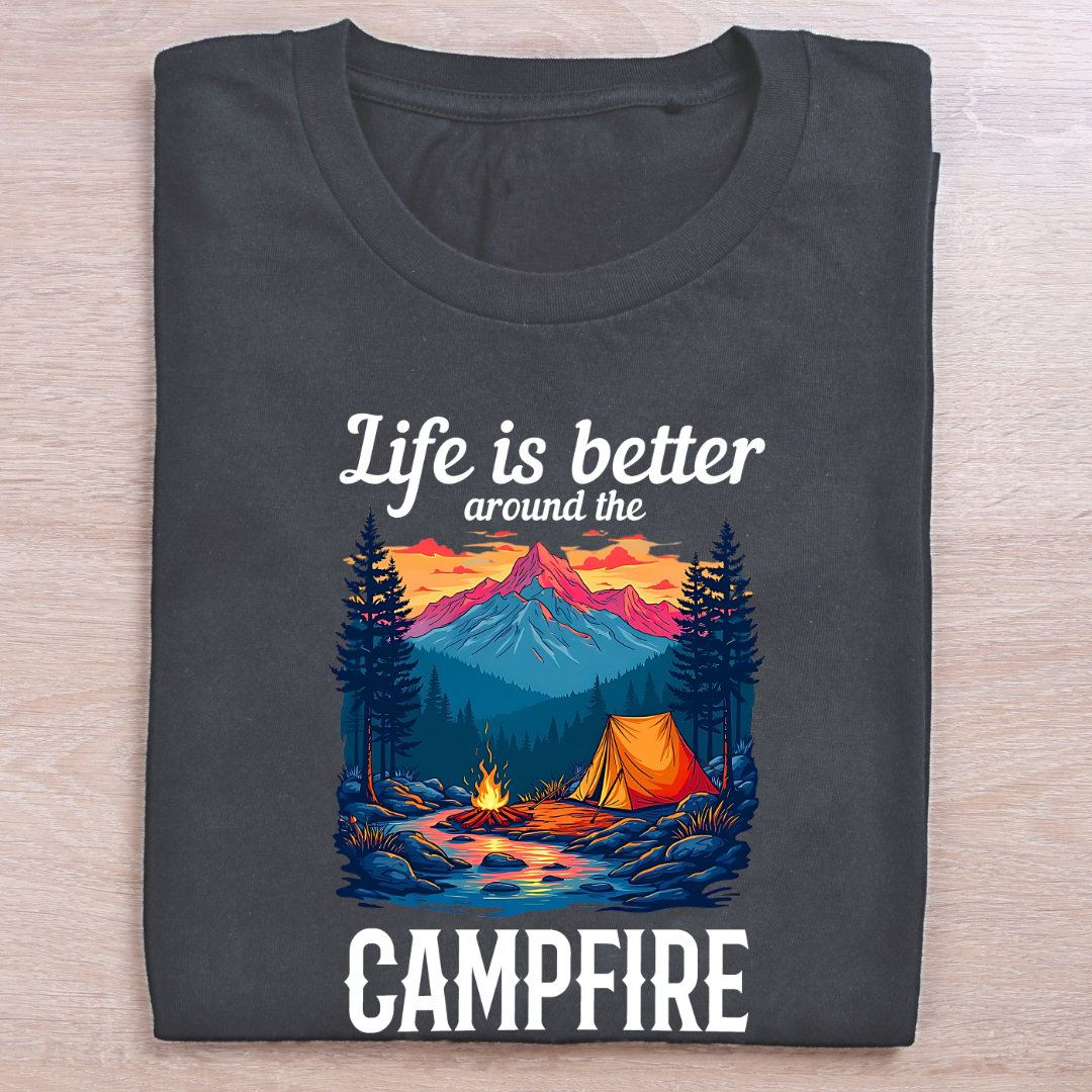 Life is better around the campfire Dark Unisex T-shirts