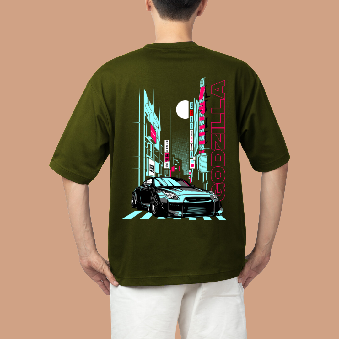 Godzilla Car Oversized Tees