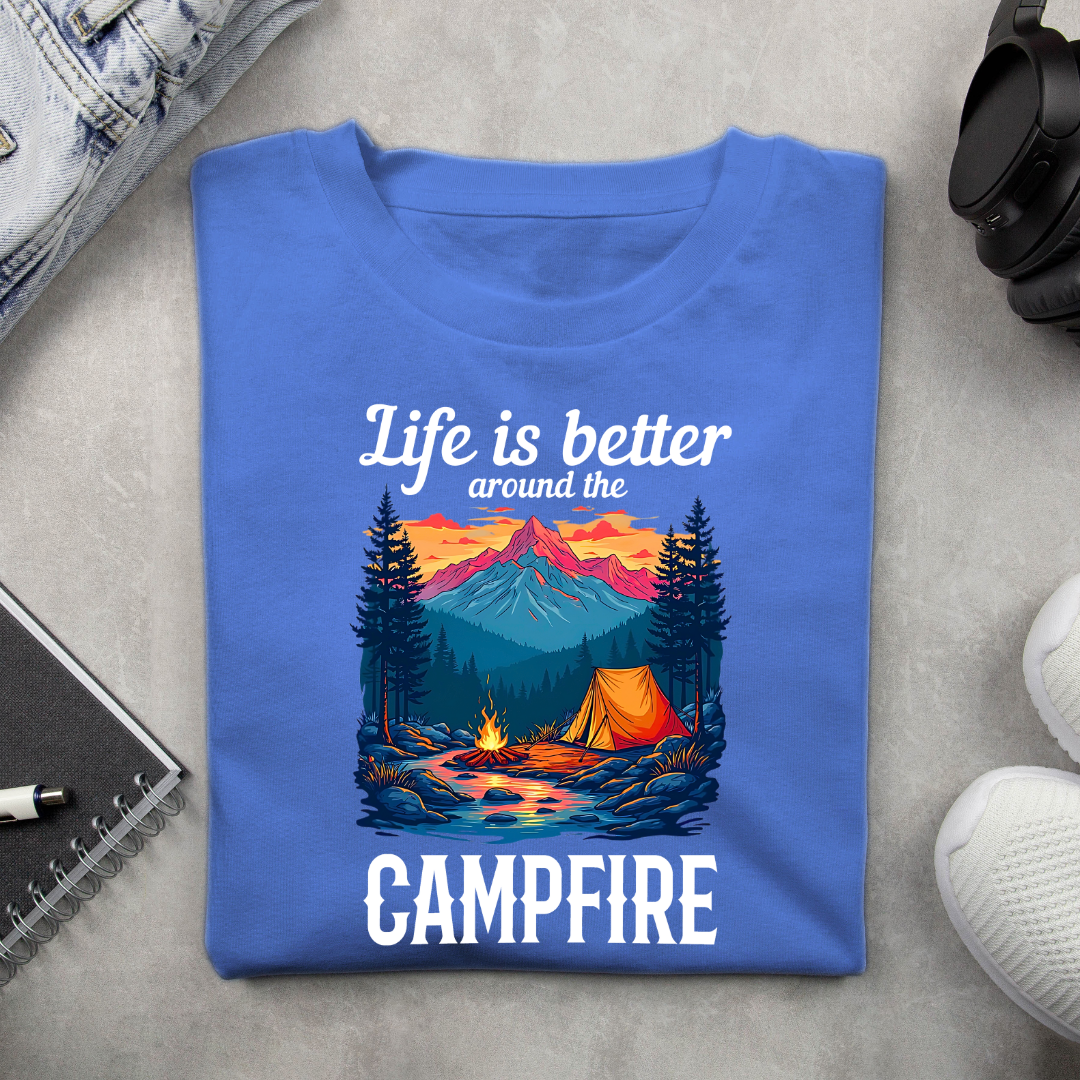 Life is better around the campfire Dark Unisex T-shirts