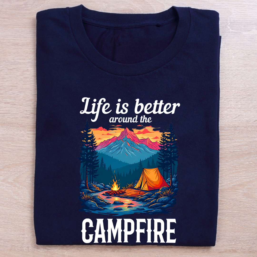Life is better around the campfire Dark Unisex T-shirts