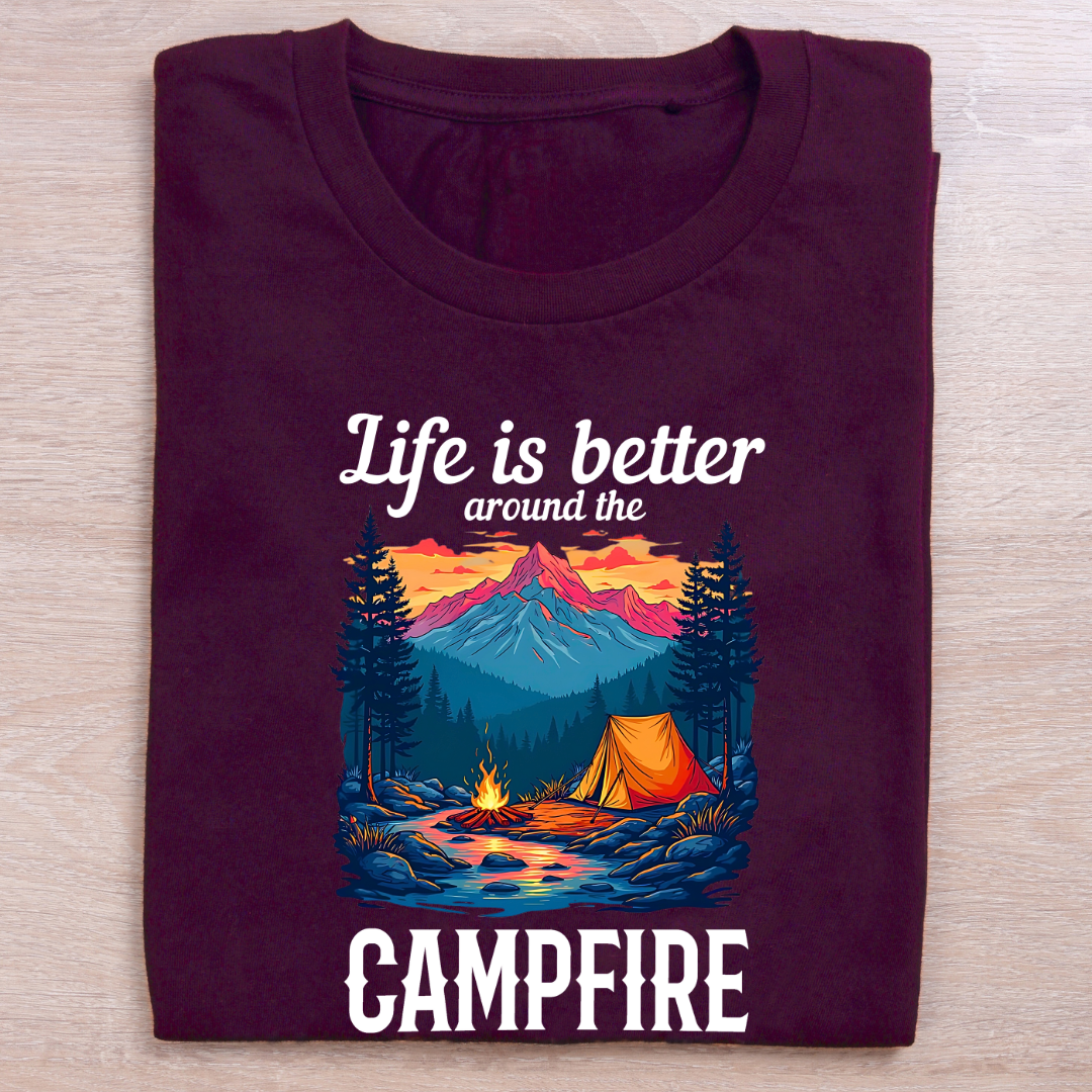 Life is better around the campfire Dark Unisex T-shirts