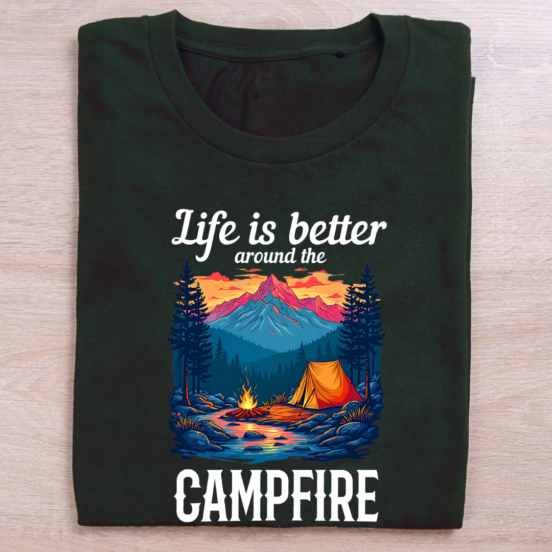 Life is better around the campfire Dark Unisex T-shirts
