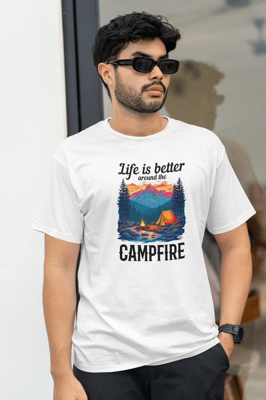 Life is better around the campfire Light Unisex T-shirts