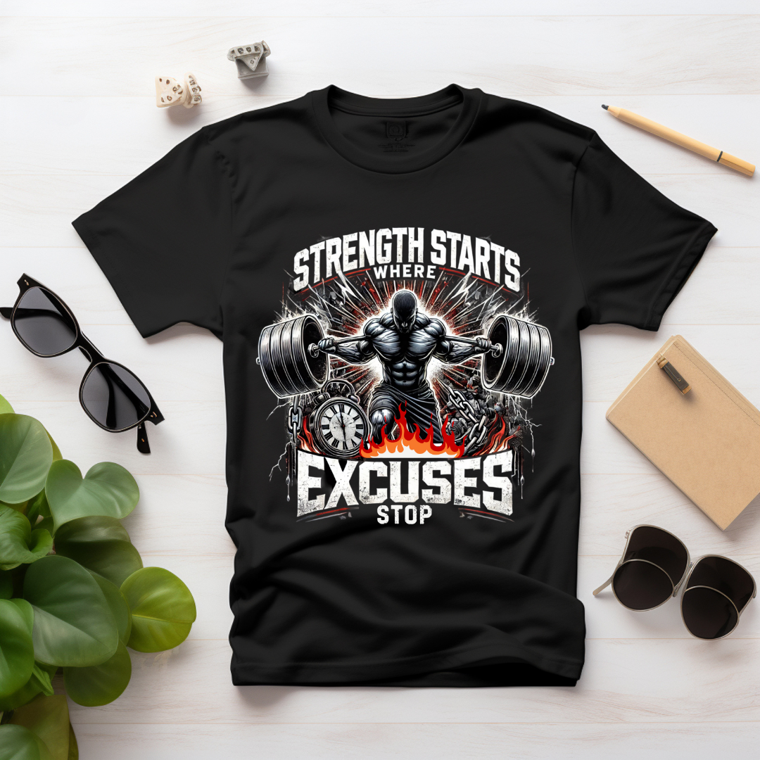 Strength Starts Where Excuses Stop Unisex Half Sleeve T-shirt