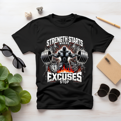 Strength Starts Where Excuses Stop Unisex Half Sleeve T-shirt