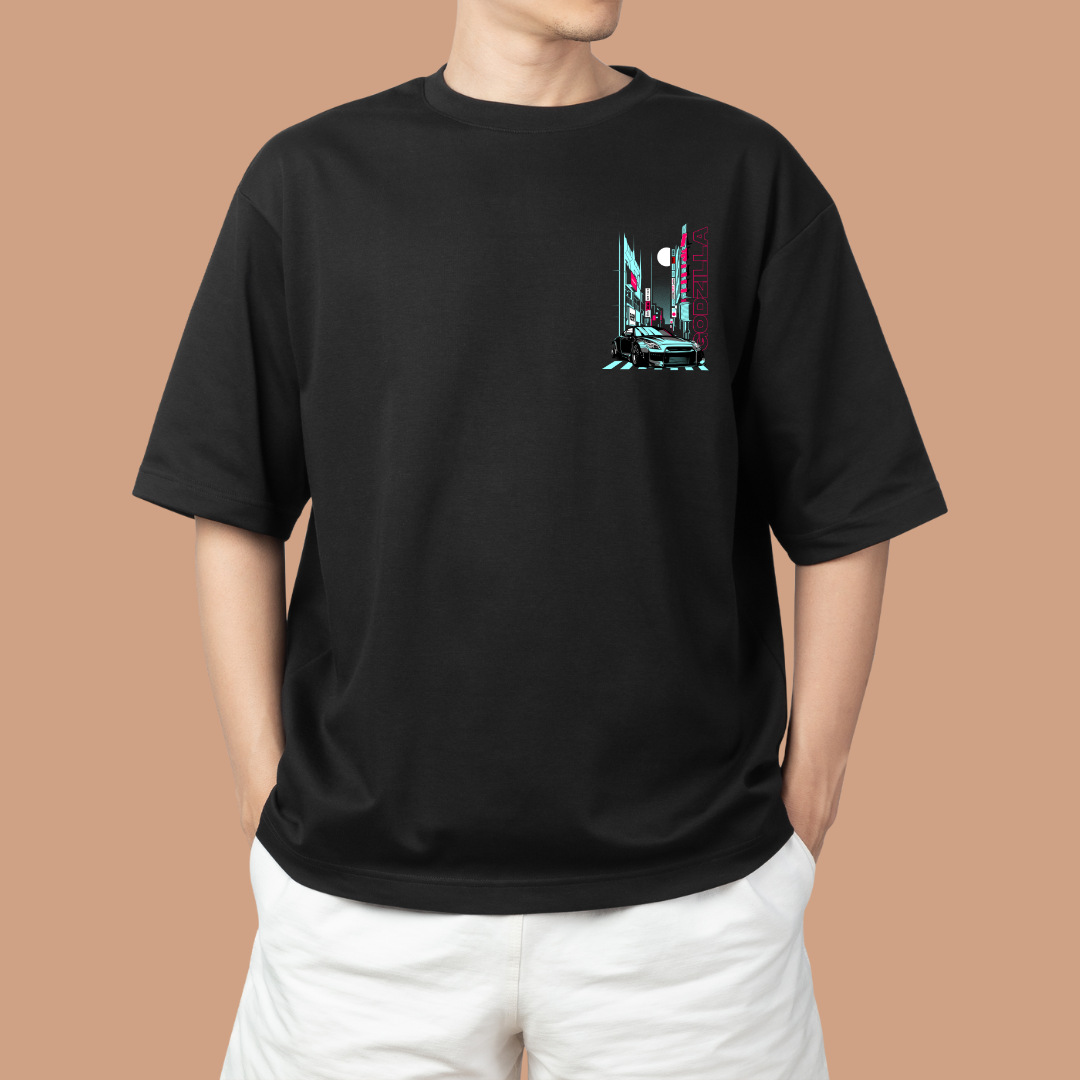 Godzilla Car Oversized Tees