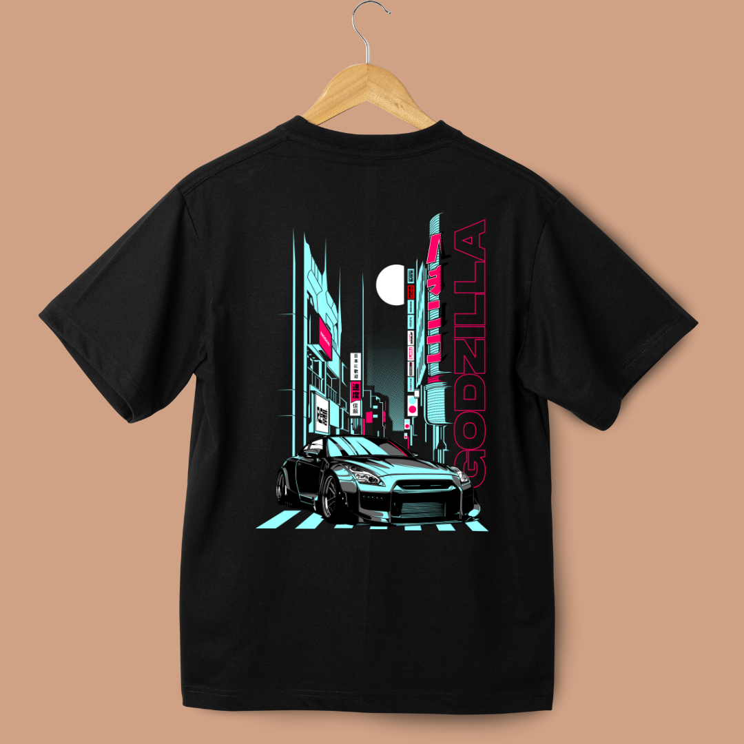 Godzilla Car Oversized Tees