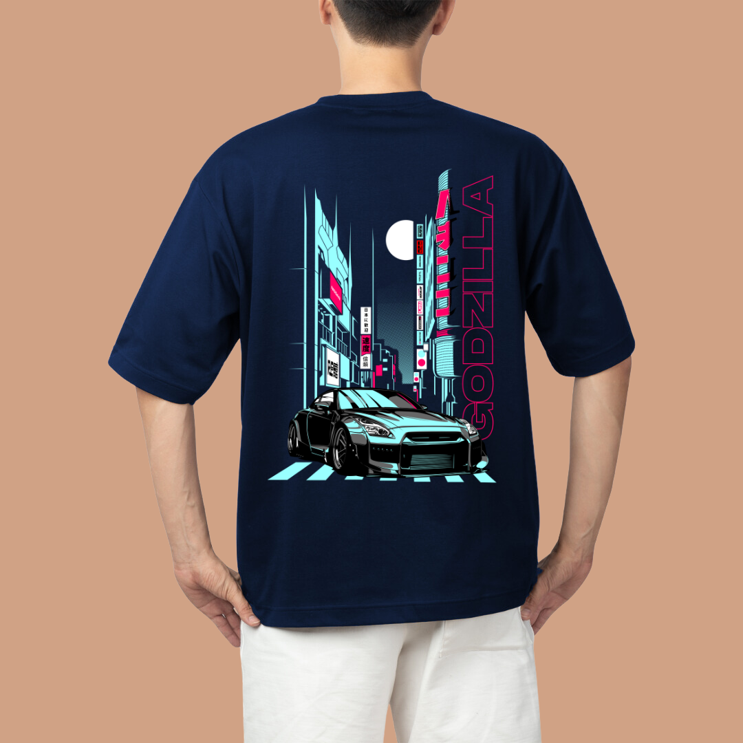 Godzilla Car Oversized Tees