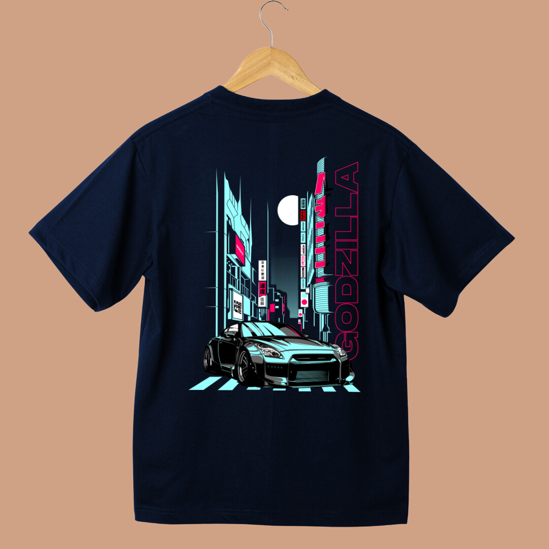 Godzilla Car Oversized Tees