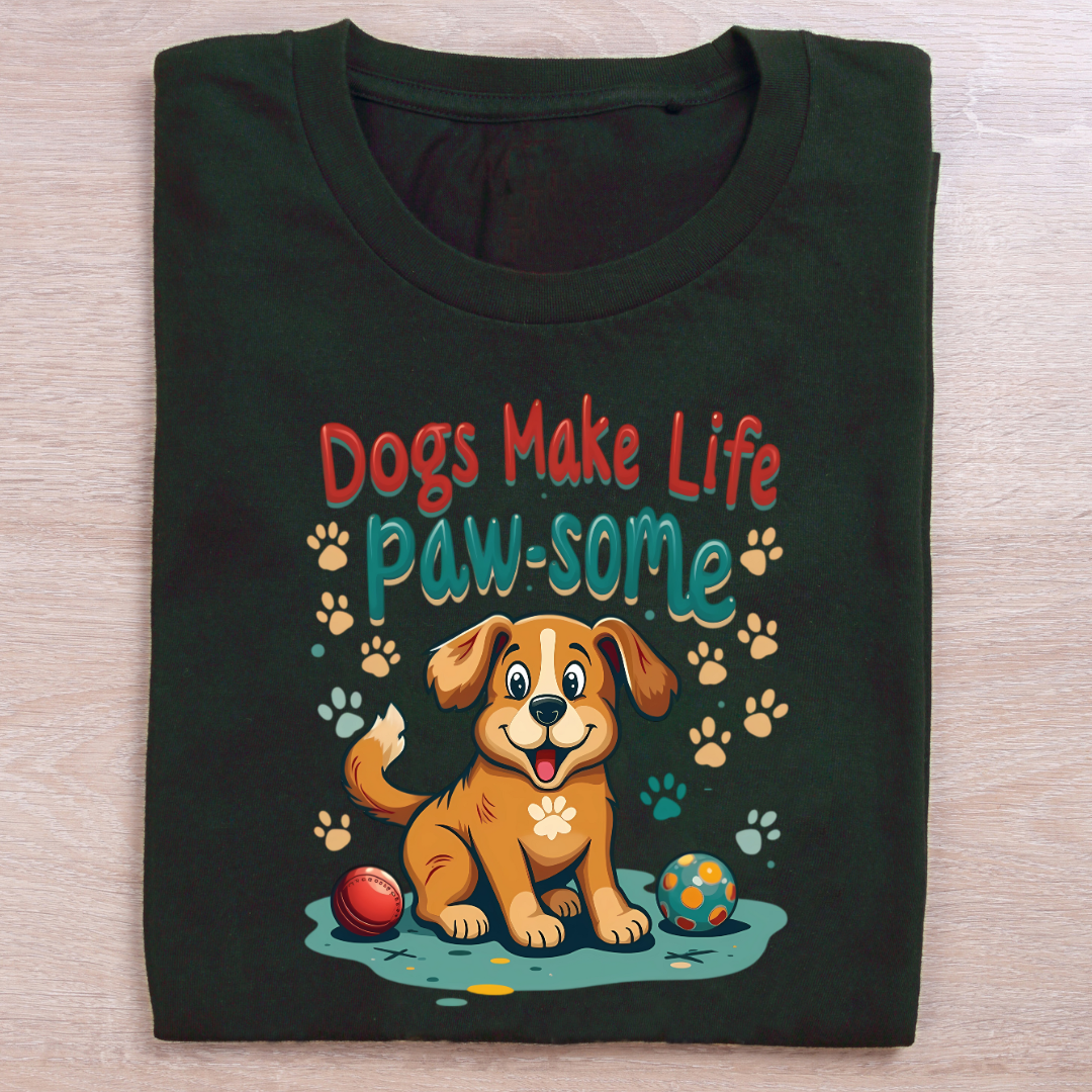 Dogs make life paw-some Unisex Half Sleeve T-shirt