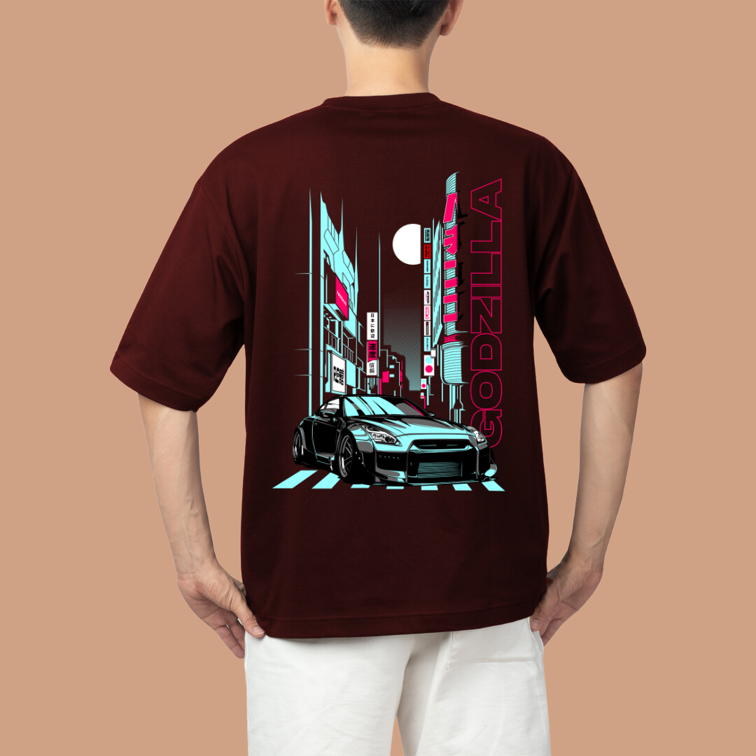 Godzilla Car Oversized Tees