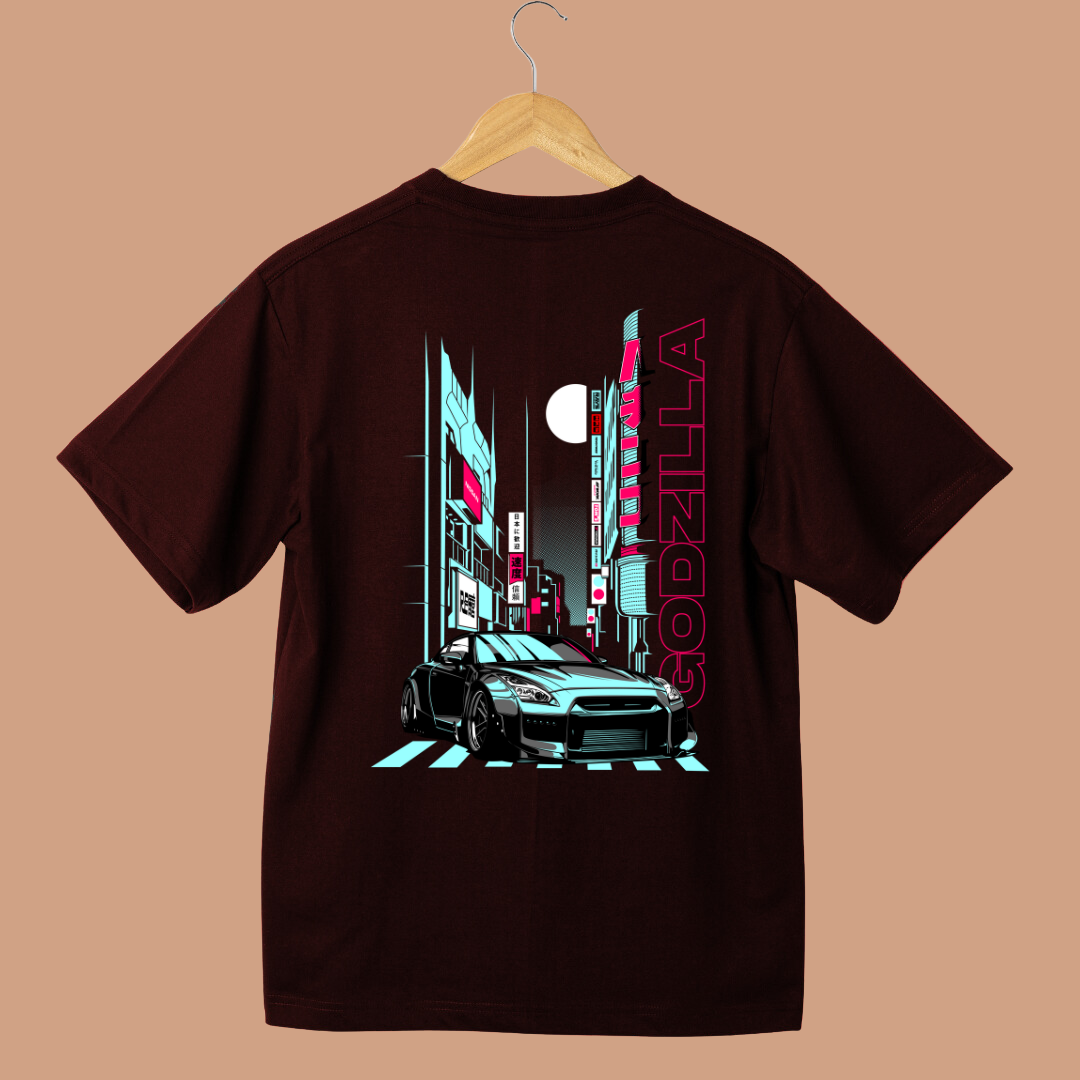Godzilla Car Oversized Tees