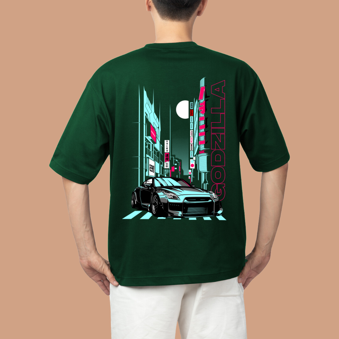 Godzilla Car Oversized Tees