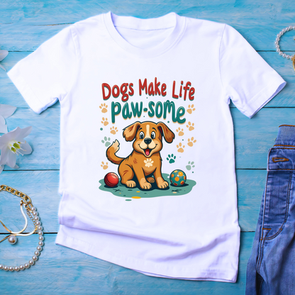 Dogs make life paw-some Unisex Half Sleeve T-shirt