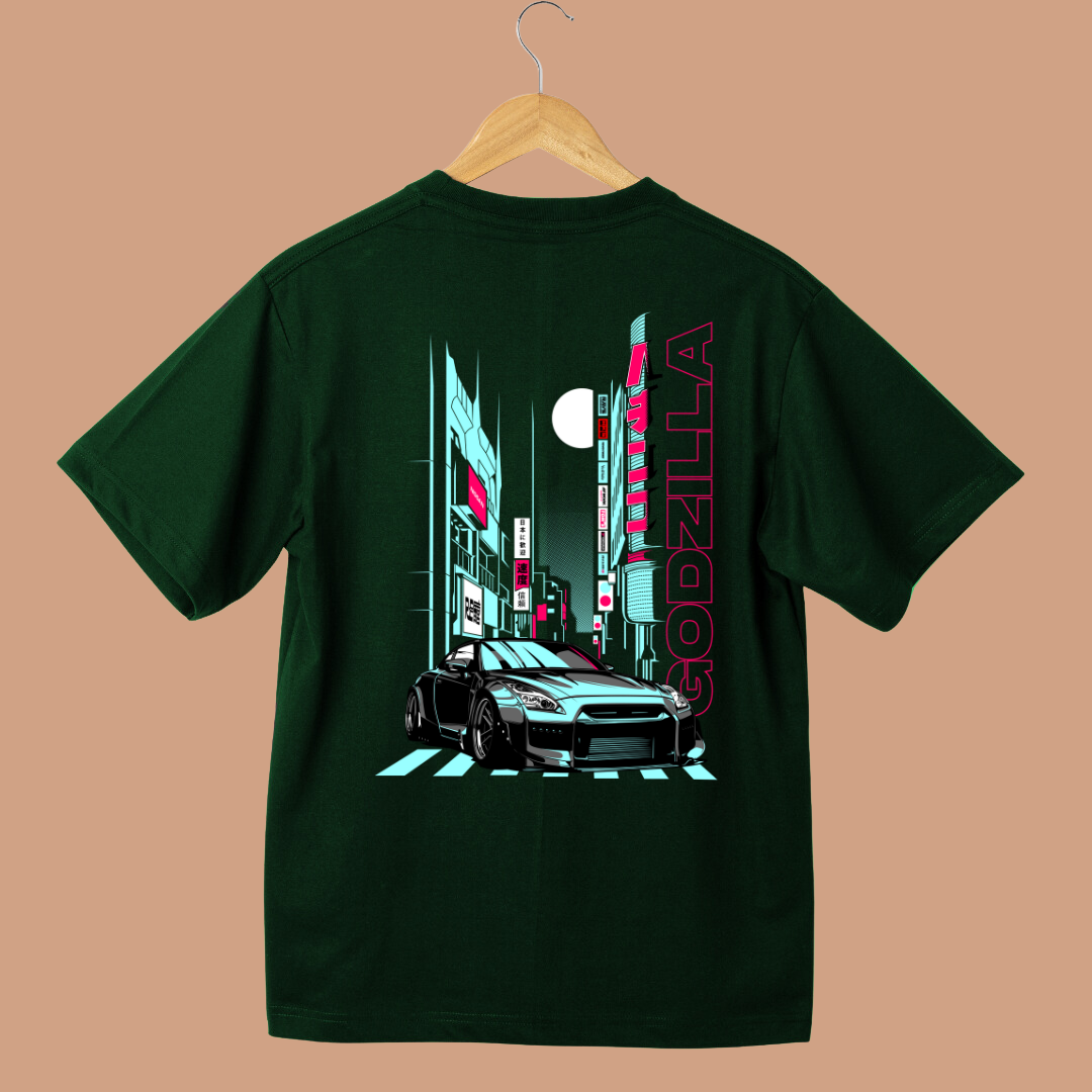 Godzilla Car Oversized Tees