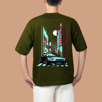 Godzilla Car Oversized Tees