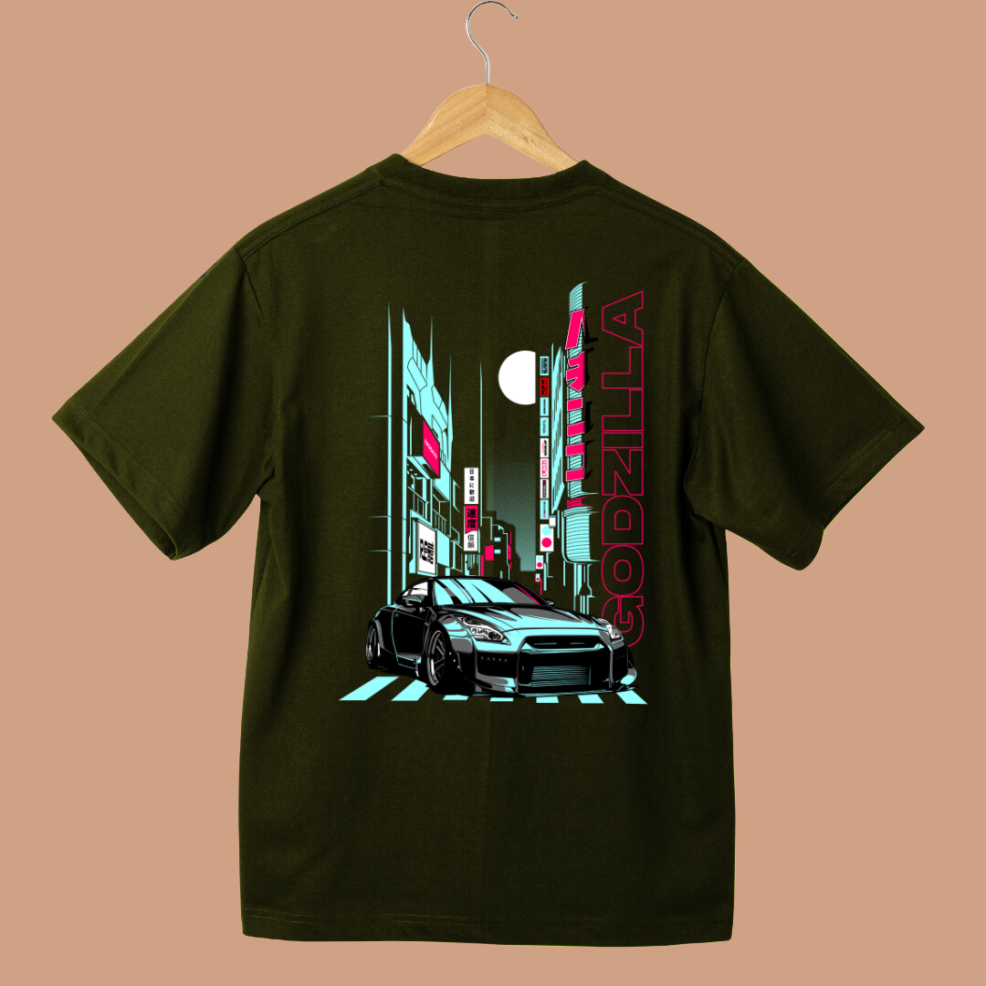 Godzilla Car Oversized Tees