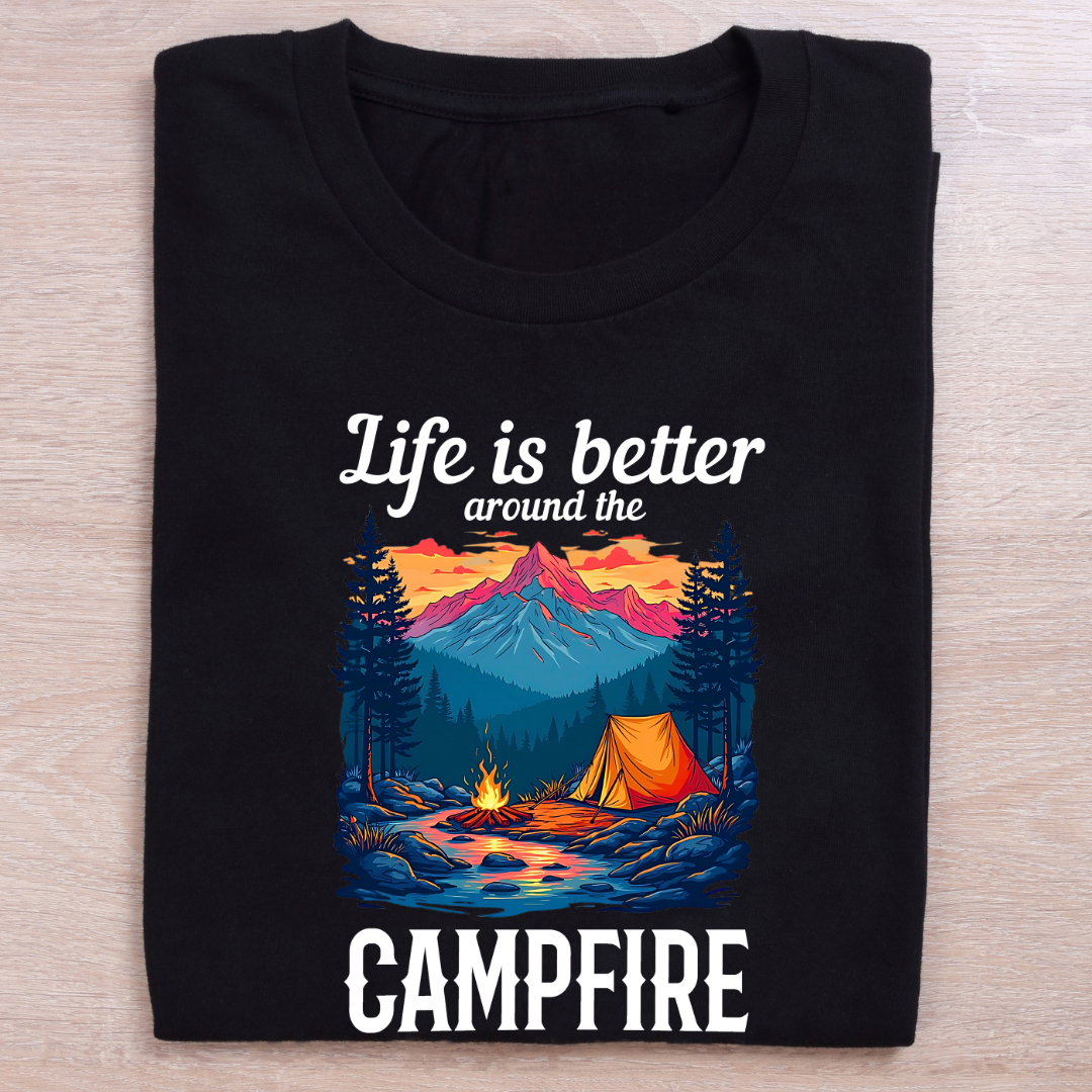 Life is better around the campfire Dark Unisex T-shirts