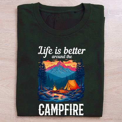 Life is better around the campfire Dark Unisex T-shirts